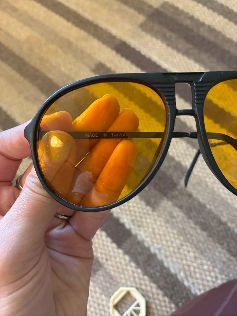 Vintage AmberVision Night Drive Sunglasses Aviator 80s 90s As Seen On TV Taiwan